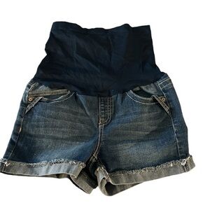 Haute Mama Maternity Denim Full Panel Shorts Size Med EUC #4730